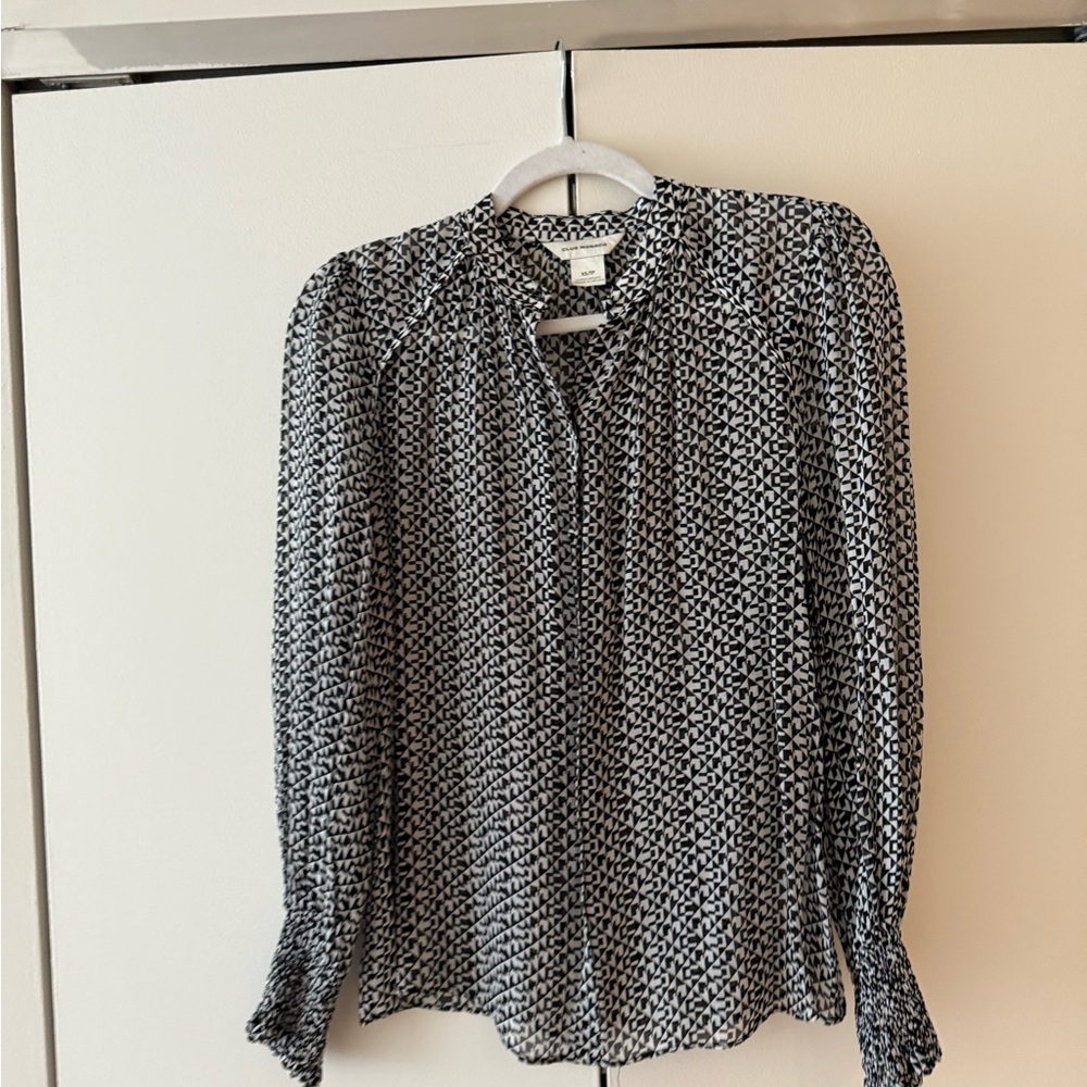 Club Monaco Women’s Black and White Long Sleeve Blouse XS